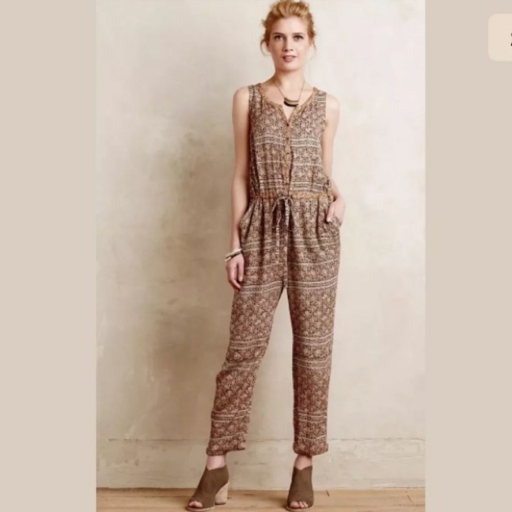 Anthropologie Lilka Danie Paisley Jumpsuit Size Medium Boho Indie Sleeveless